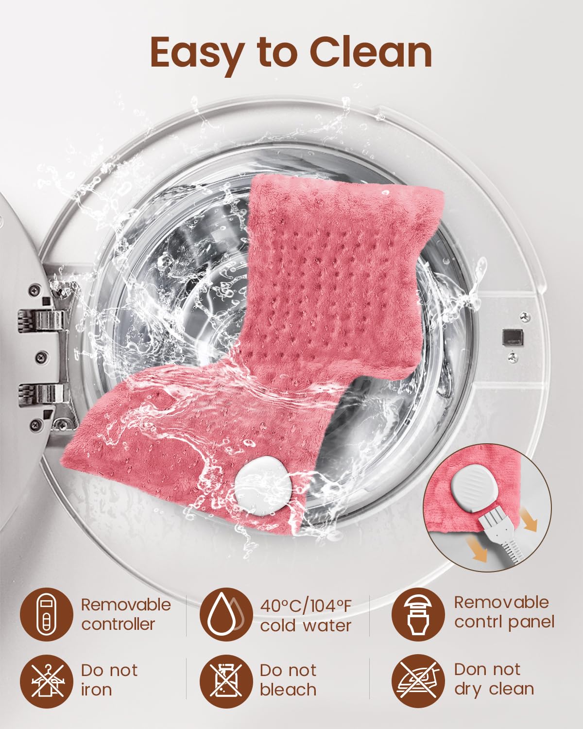 Foto 7 | Almohadilla Térmica Renpho Electric Para Aliviar El Dolor De Espalda, 30 X 60 Cm, Color Rosa - Venta Internacional.