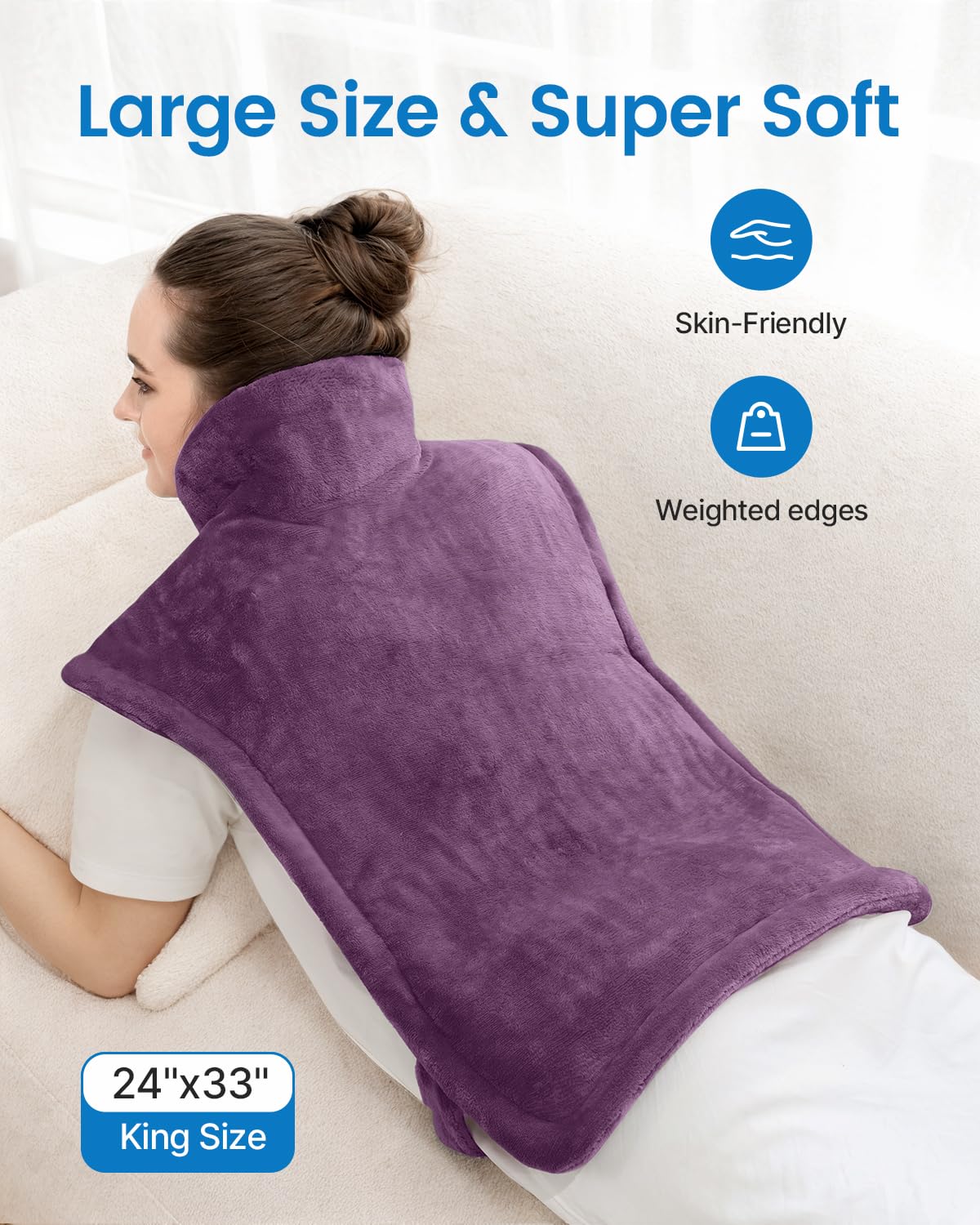 Foto 3 | Almohadilla Térmica Renpho Electric Heat Para Aliviar El Dolor De Espalda, Color Morado - Venta Internacional.