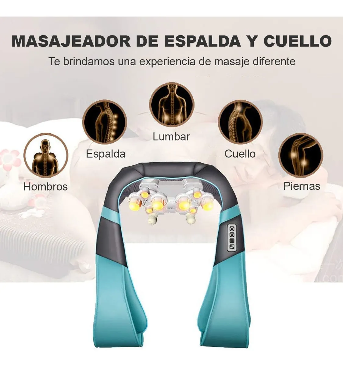 Foto 4 pulgar | Masajeador Cuello Electrico Kimhi Masaje Cervical Espalda Y Hombros 3 Velocidades Y 16 Cabezales Uso En Casa, Coc
