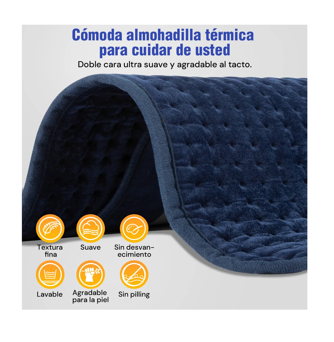 Foto 5 pulgar | Almohadilla Térmica Cojín Eléctrico 10 Niveles 120*30cm Azul Marino