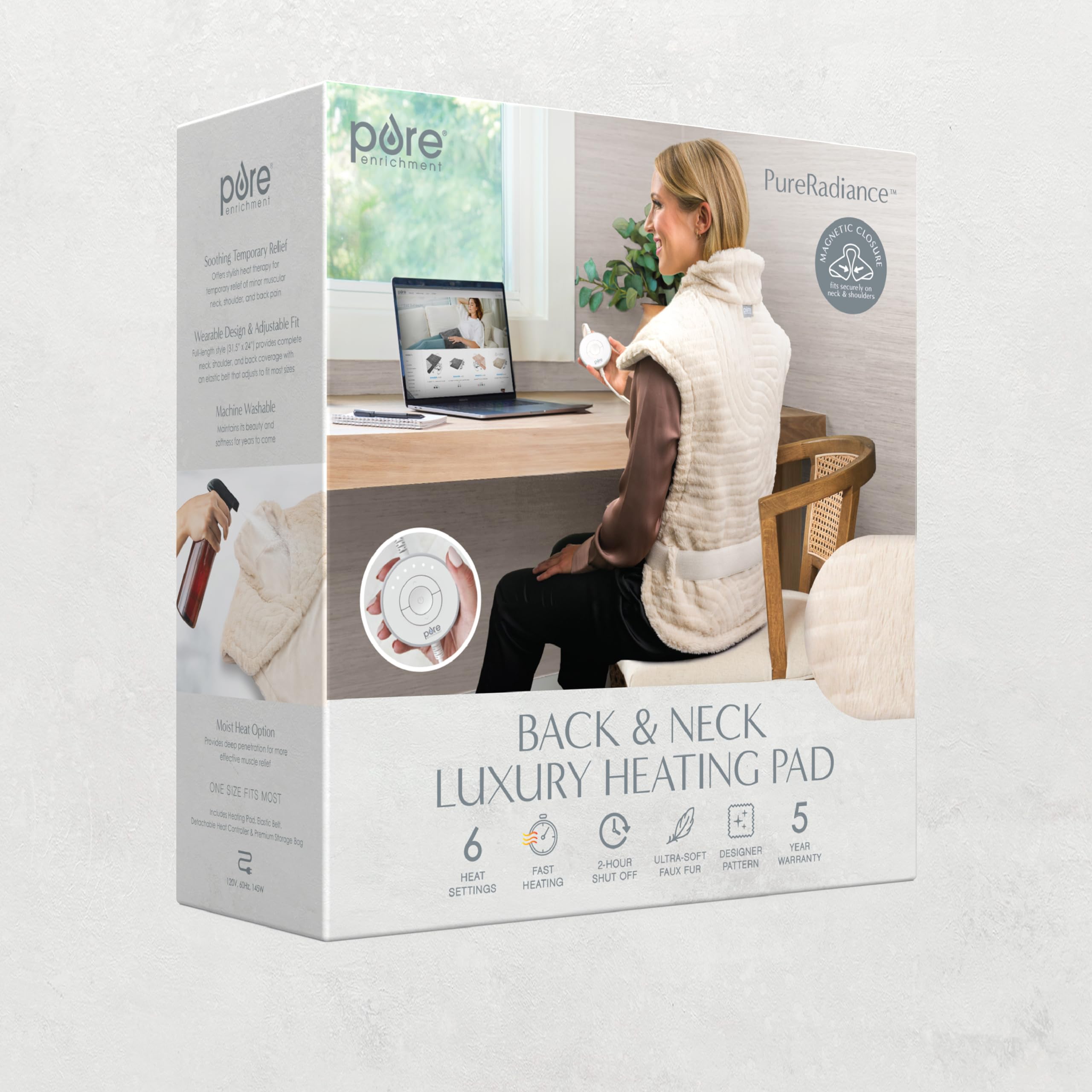 Foto 7 | Almohadilla Térmica Pure Enrichment Pureradiance Para Espalda Y Cuello - Venta Internacional.