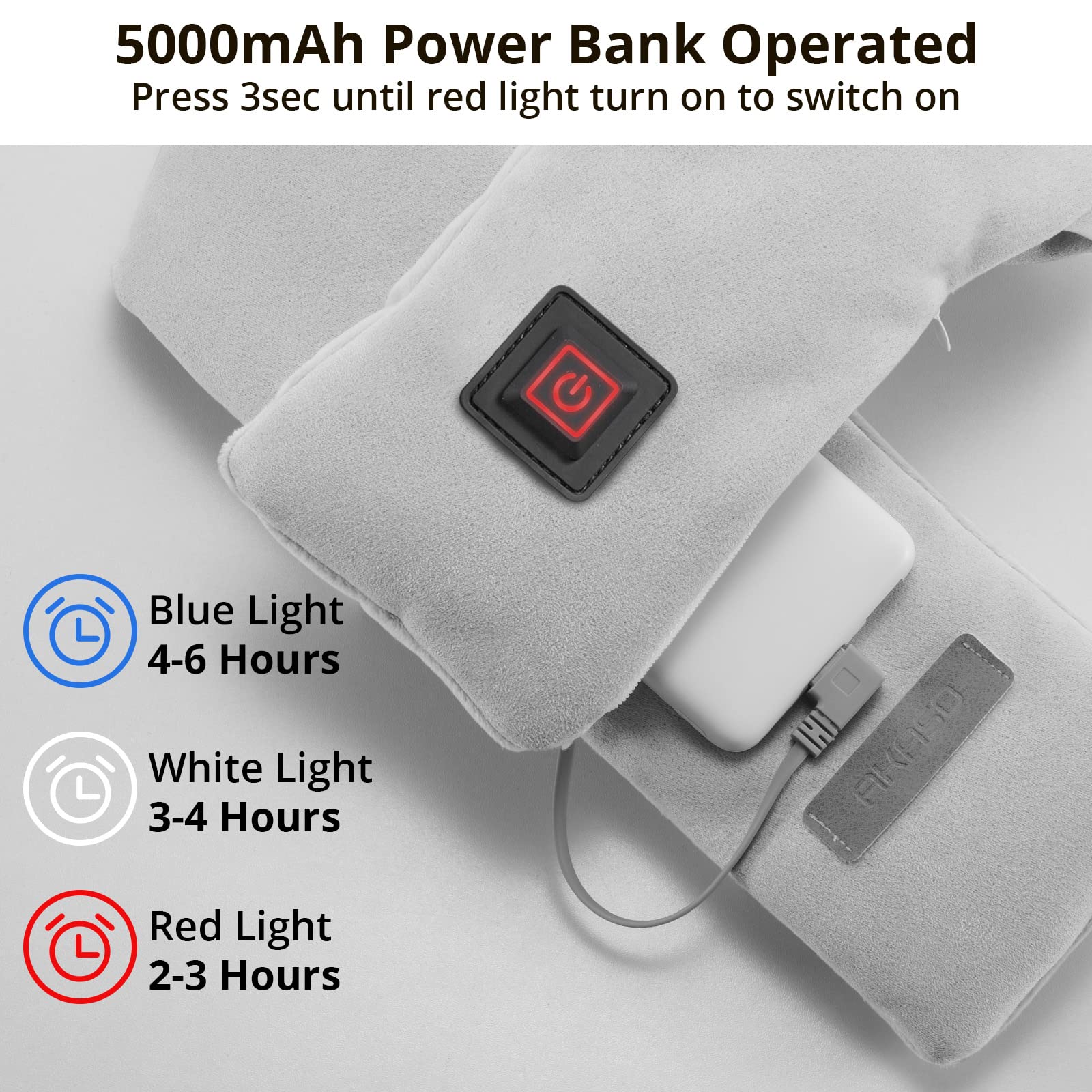 Foto 5 | Almohadilla Térmica Eléctrica Akaso Para Cubrir El Cuello Con Batería Externa De 5000 Mah - Venta Internacional.