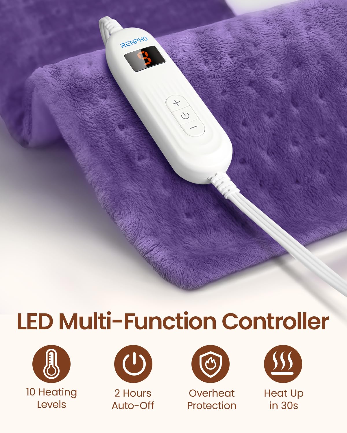 Foto 4 | Almohadilla Térmica Eléctrica Renpho Xl Tamaño King Para Aliviar El Dolor De Espalda - Venta Internacional.