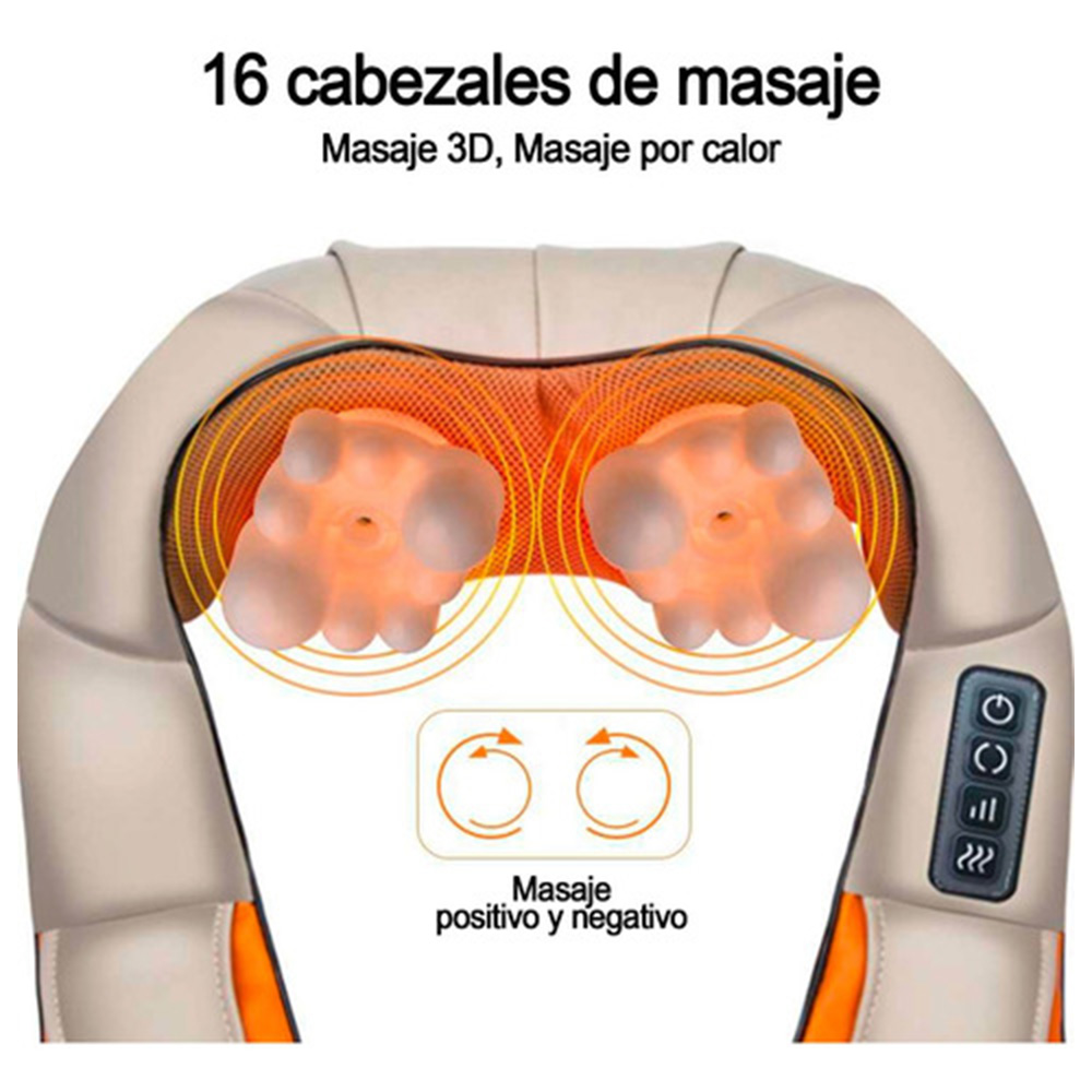 Foto 4 pulgar | Masajeador 3d Cuello Hombros Nanofort Mkz-Cuellomasaje color Anaranjado Control de Calor 16 Rodillos 3 Niveles