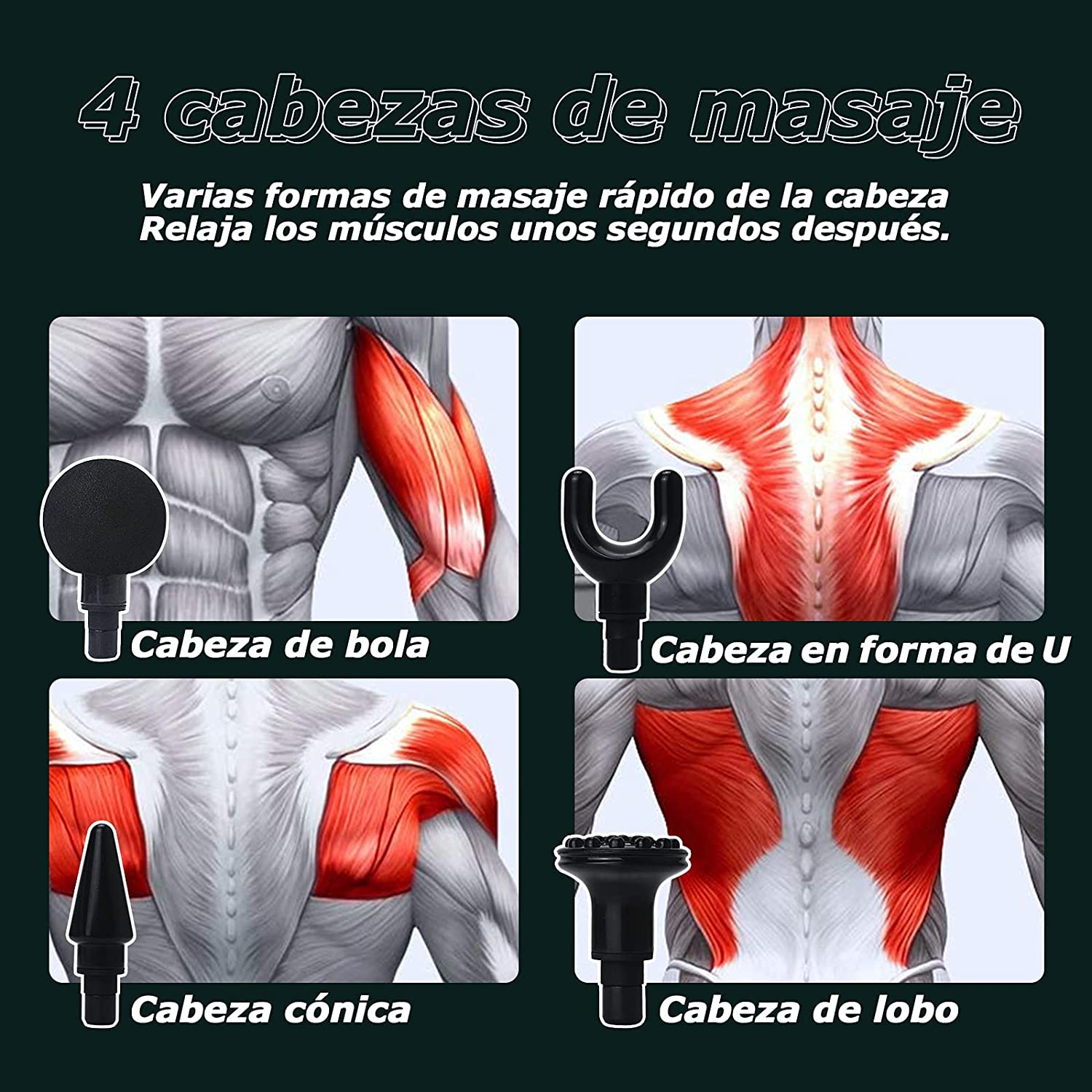 Foto 3 pulgar | Pistola de Masaje Muscular Malubero color Negro con 6 Niveles Ajustable