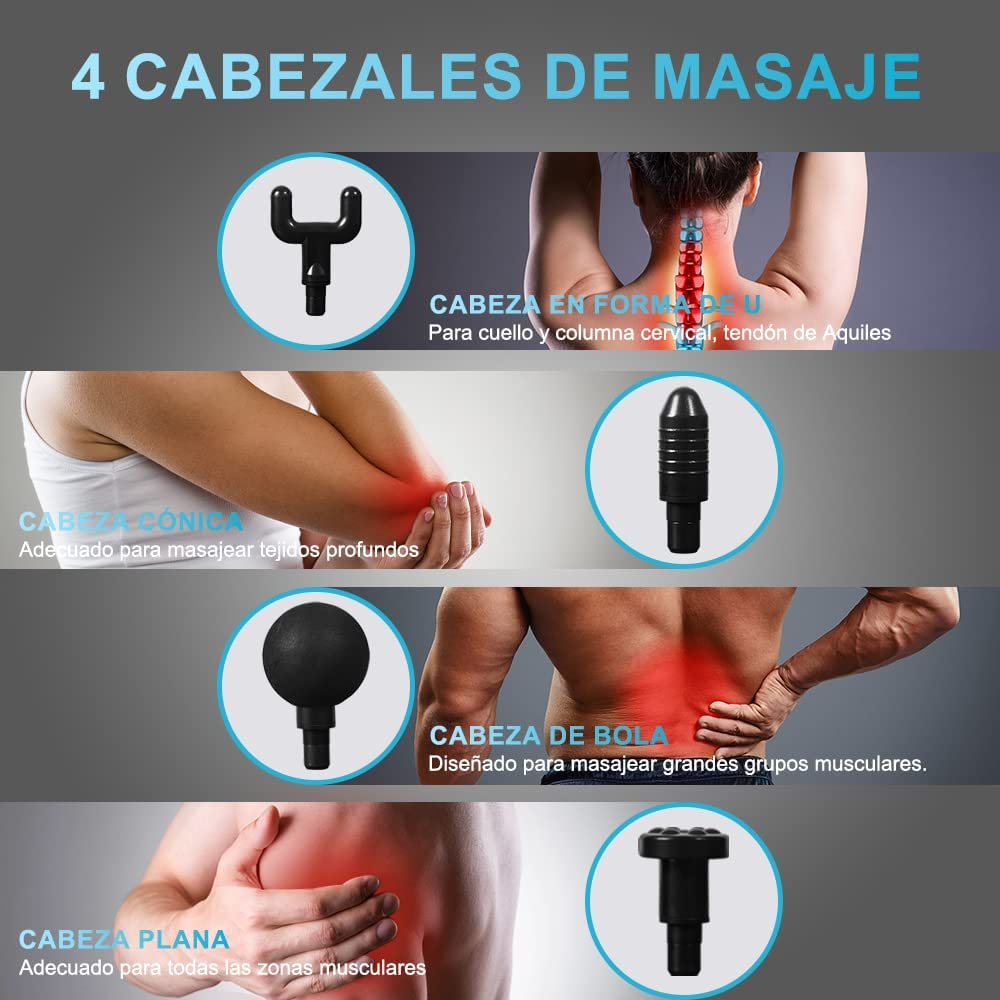 Foto 4 pulgar | Pistola de Masaje Muscular Malubero color Blanco con 4 Niveles Ajustable