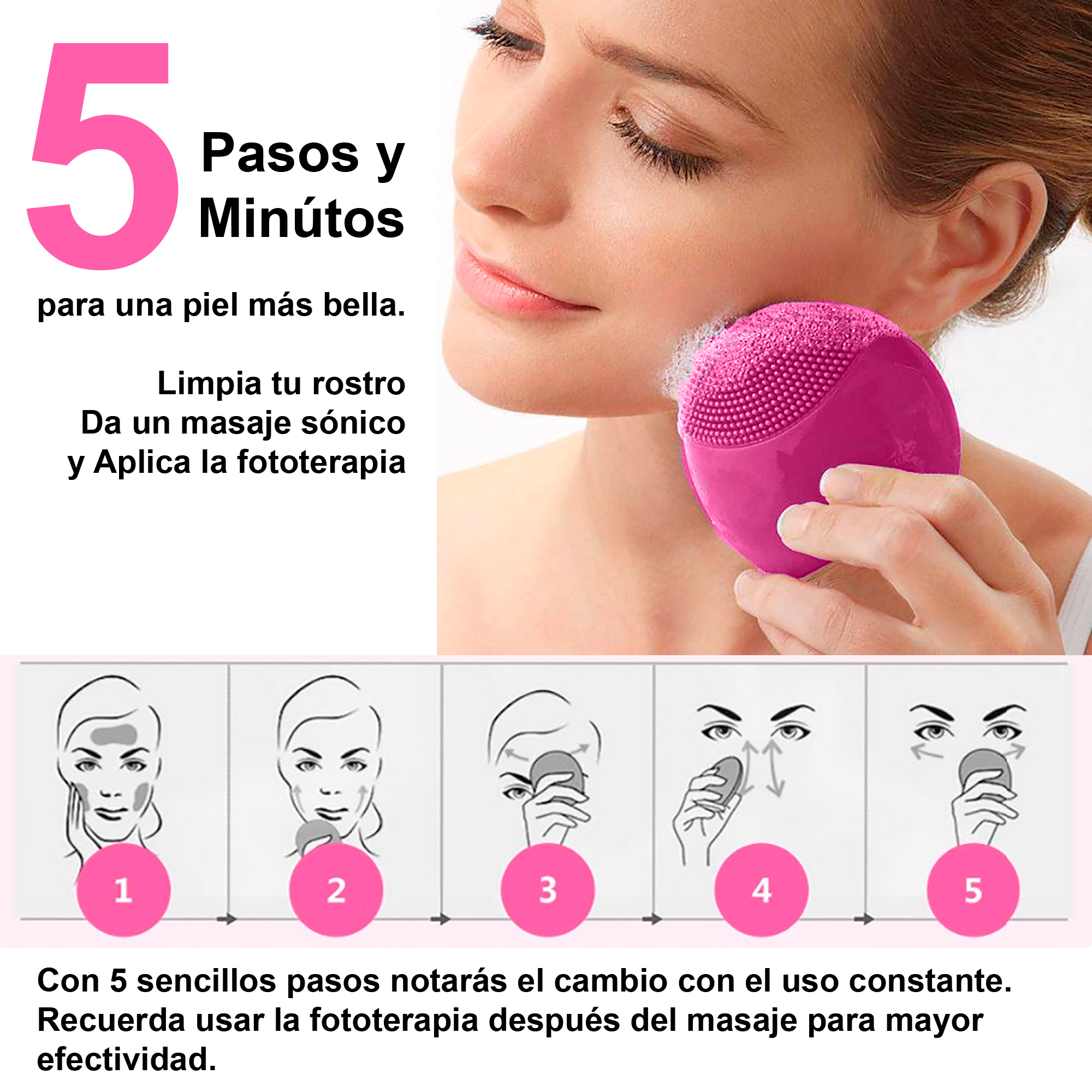 Foto 5 | Super Limpiador Facial Vak 14s con Terapia Luz Purificador