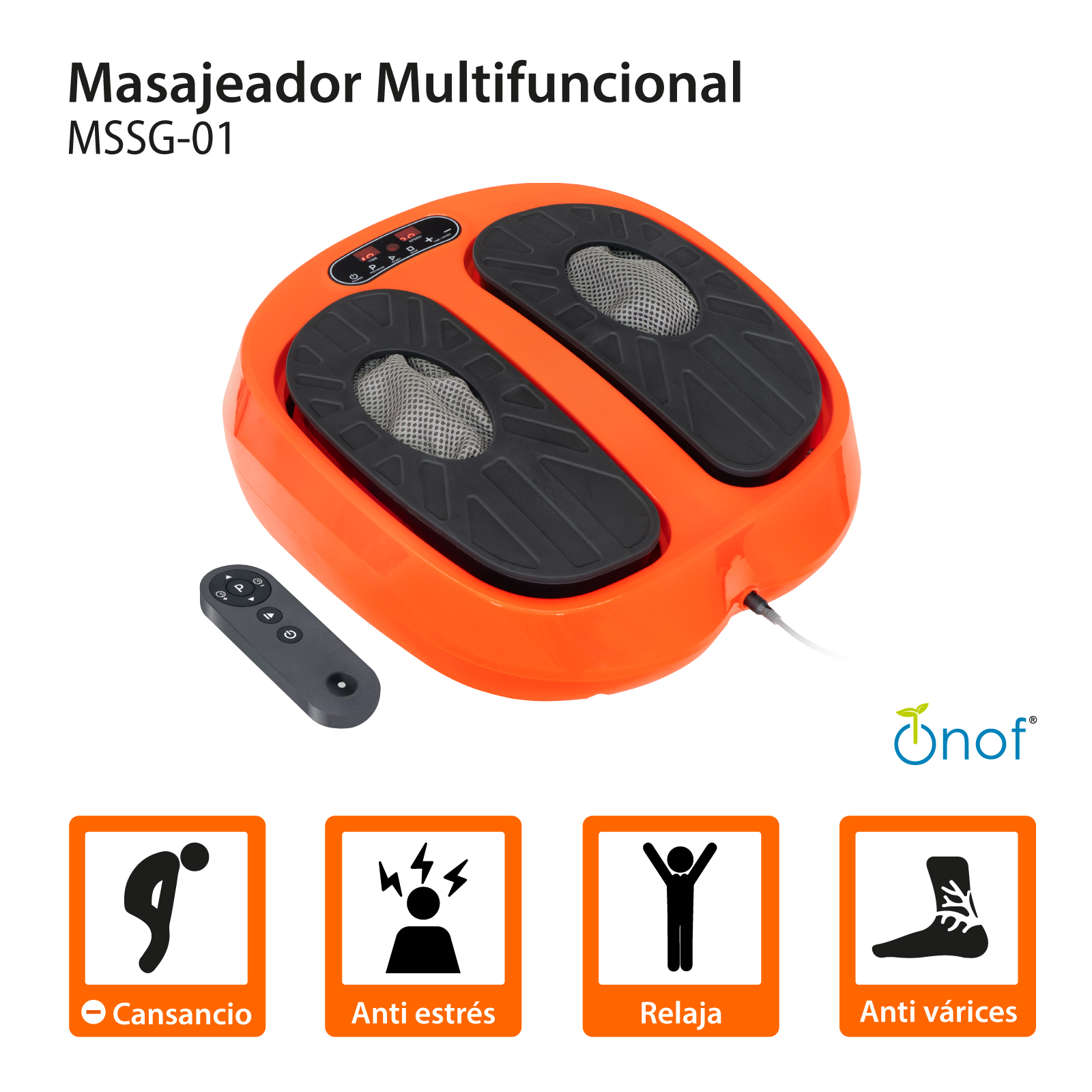Foto 5 | Masajeador Multifuncional Eléctrico Onof con 15 Niveles de Intensidad y 3 Programas color Anaranjado