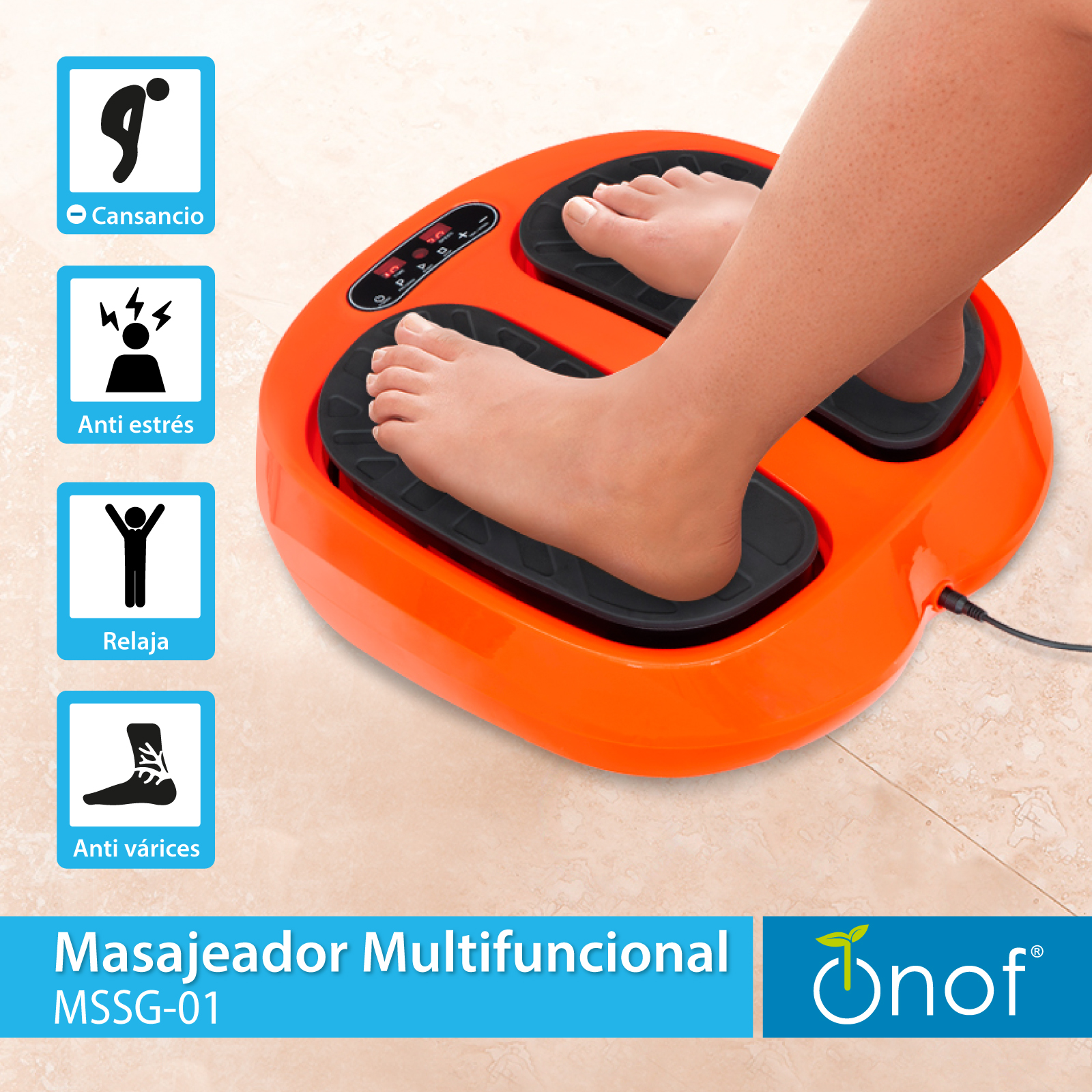 Foto 8 pulgar | Masajeador Multifuncional Eléctrico Onof con 15 Niveles de Intensidad y 3 Programas color Anaranjado