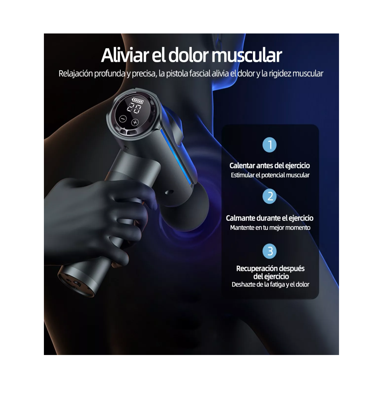 Foto 5 pulgar | Pistola de Masaje Eléctrico 6000 Mah Belug con Luz Negro