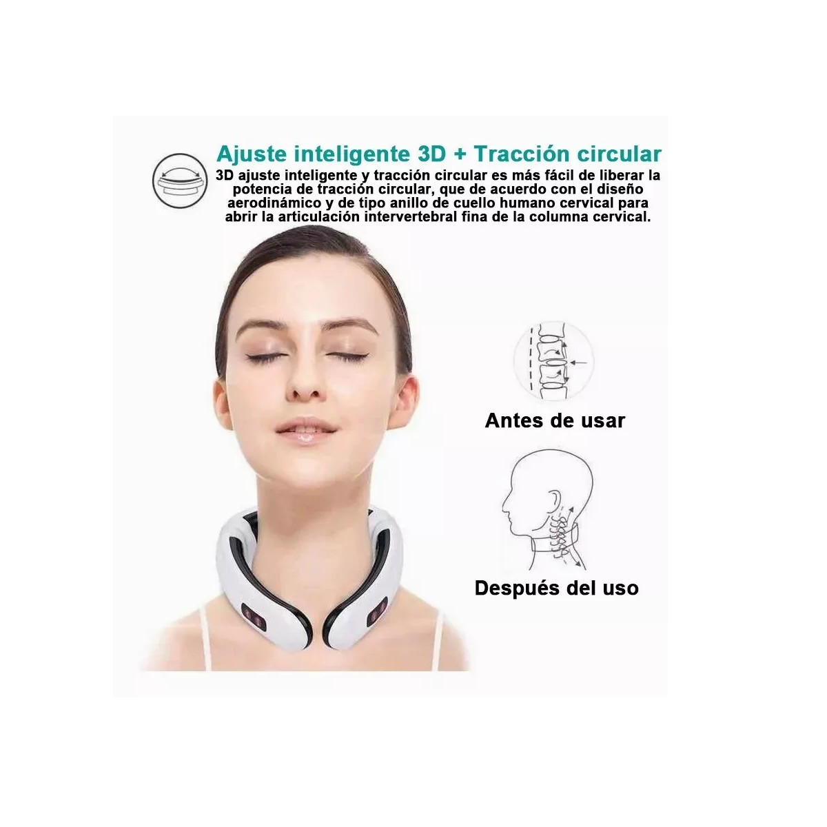 Foto 3 | Fisioterapia Masajeador Para Cuello Y Cintura Recargable Eo Safe Imports  Esi-11666 Blanco