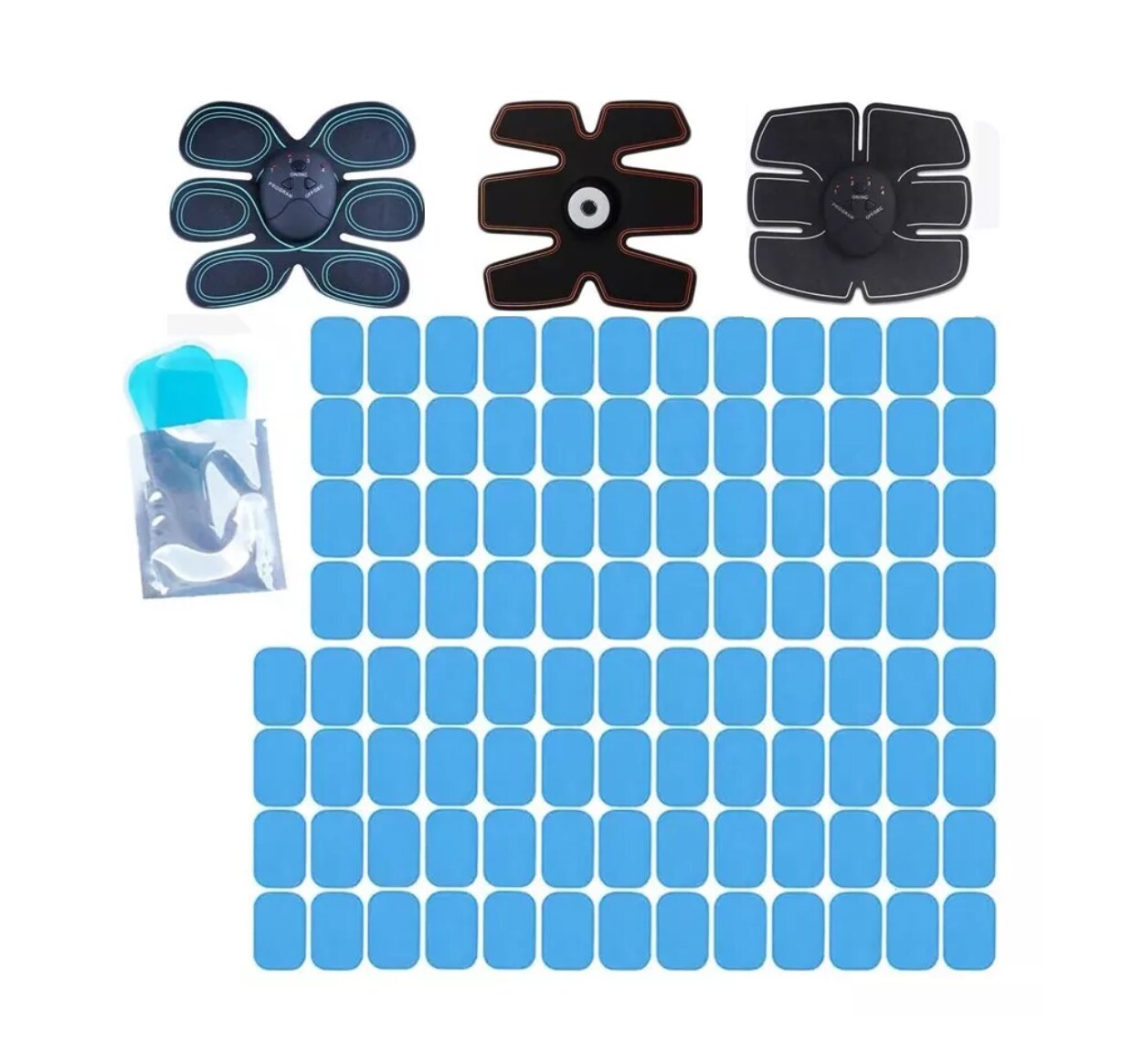 Electrodos Lámina Gel De Repuesto Para Abdominales Azul/negro 100 Pads $609