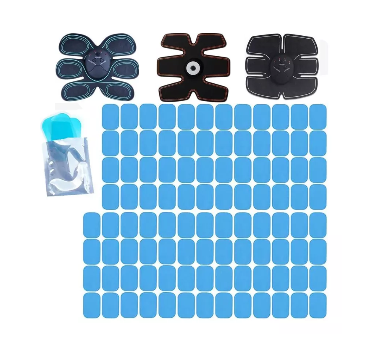 Electrodos Lámina Gel De Repuesto Para Abdominales Azul/negro 100 Pads