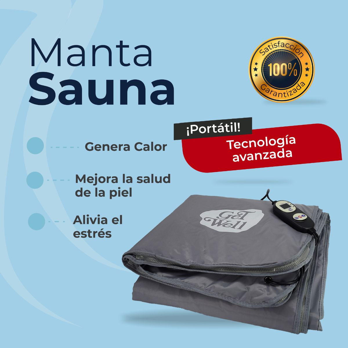 Foto 5 | Manta Sauna de Infrarrojos Lejanos Get Well Gris