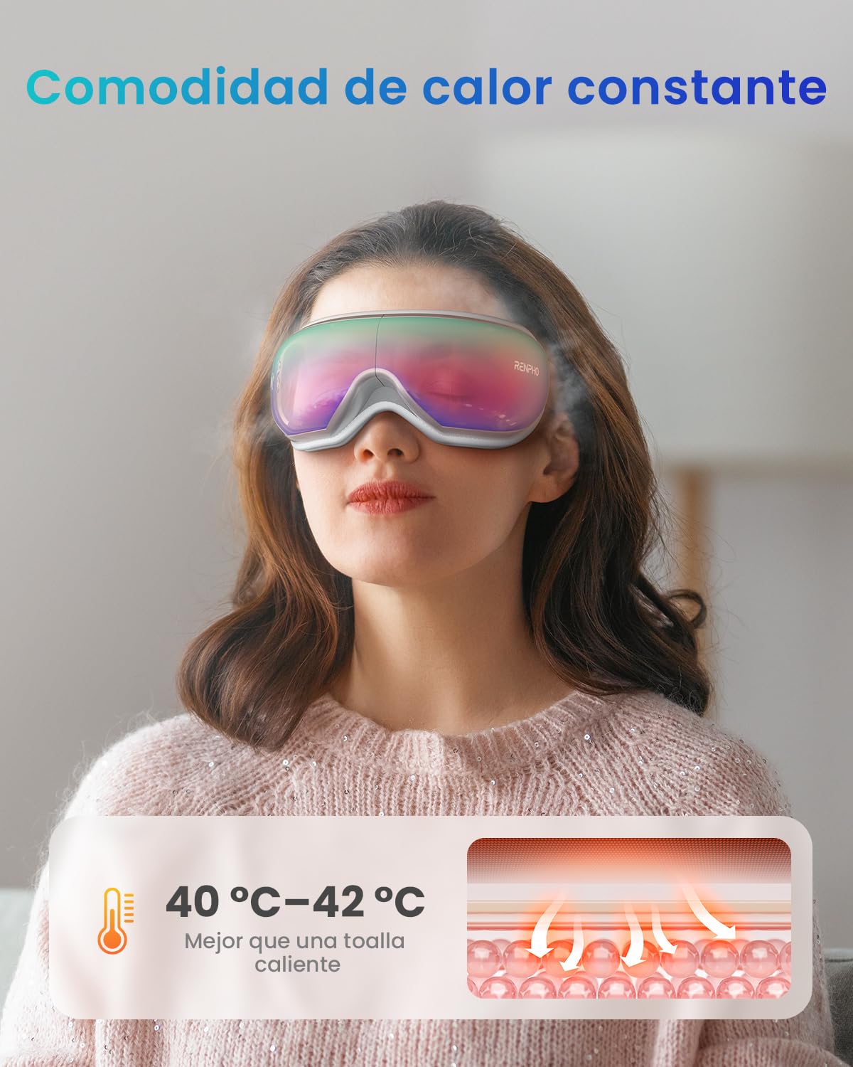 Foto 2 | Masajeador De Ojos Renpho Eyeris1 Para Migraña Con Calor, Bluetooth - Venta Internacional.