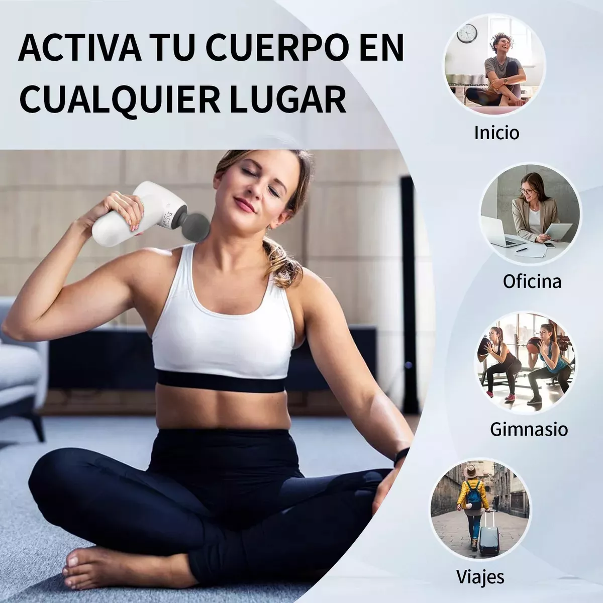 Foto 4 pulgar | Mini Pistola Masajeador Muscular Con Calor Y 7 Cabezales De Masaje  Eo Safe Imports Esi-16602 Blanco