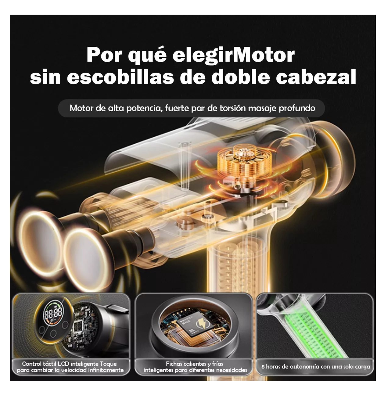 Foto 2 | Pistola De Masaje Masajeador Electrico Con Pantalla Lcd Negro