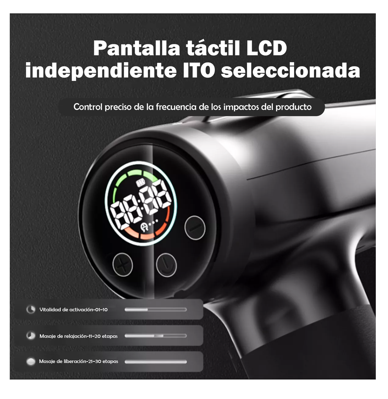 Foto 4 pulgar | Pistola De Masaje Masajeador Electrico Con Pantalla Lcd Negro