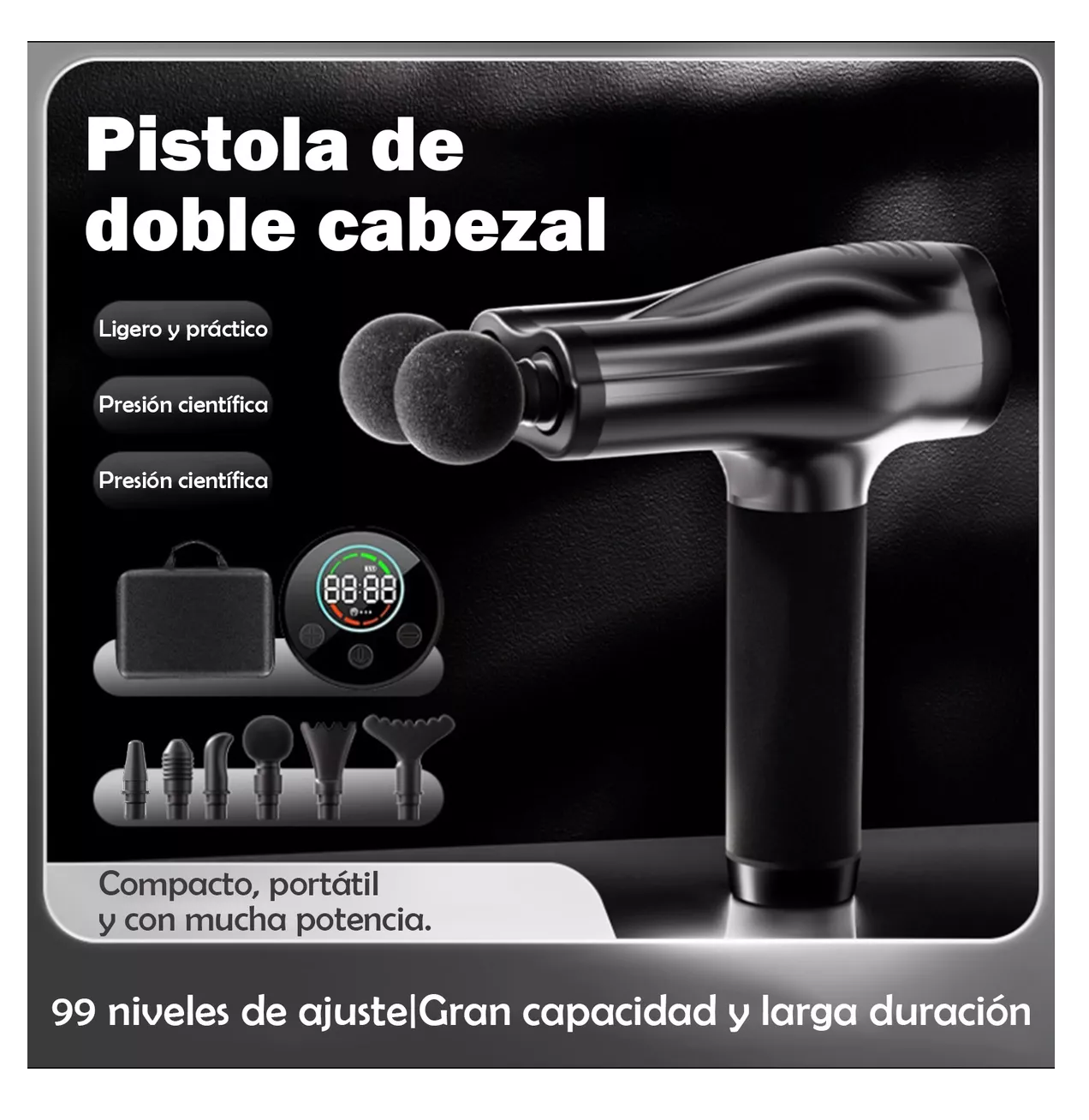 Foto 5 pulgar | Pistola De Masaje Masajeador Electrico Con Pantalla Lcd Negro