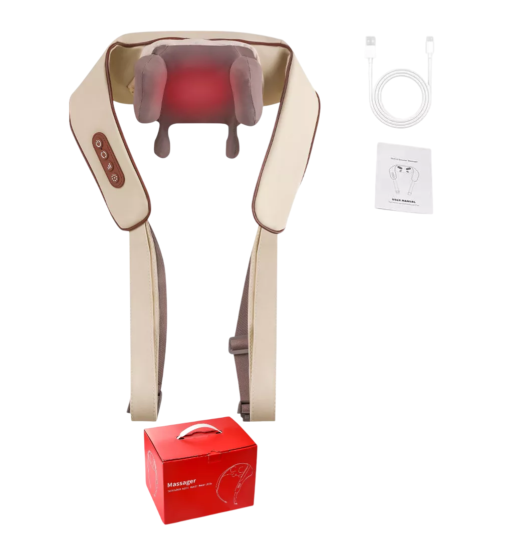 Foto 1 | Masajeador Eléctrico Cuello Espalda Carga Usb 4 En 1 Marrón