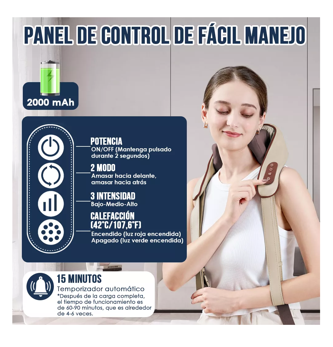 Foto 2 | Masajeador Eléctrico Cuello Espalda Carga Usb 4 En 1 Marrón