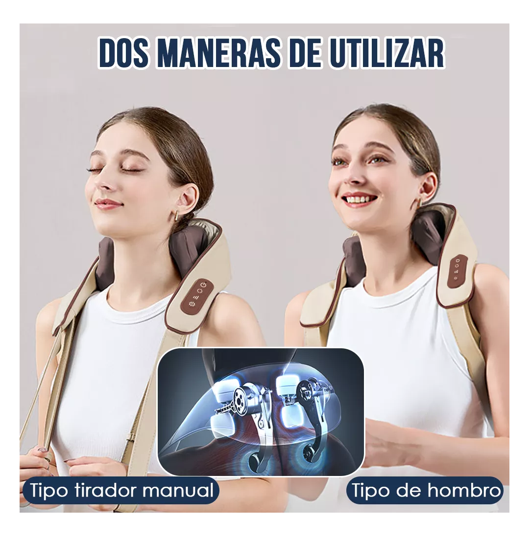 Foto 3 | Masajeador Eléctrico Cuello Espalda Carga Usb 4 En 1 Marrón