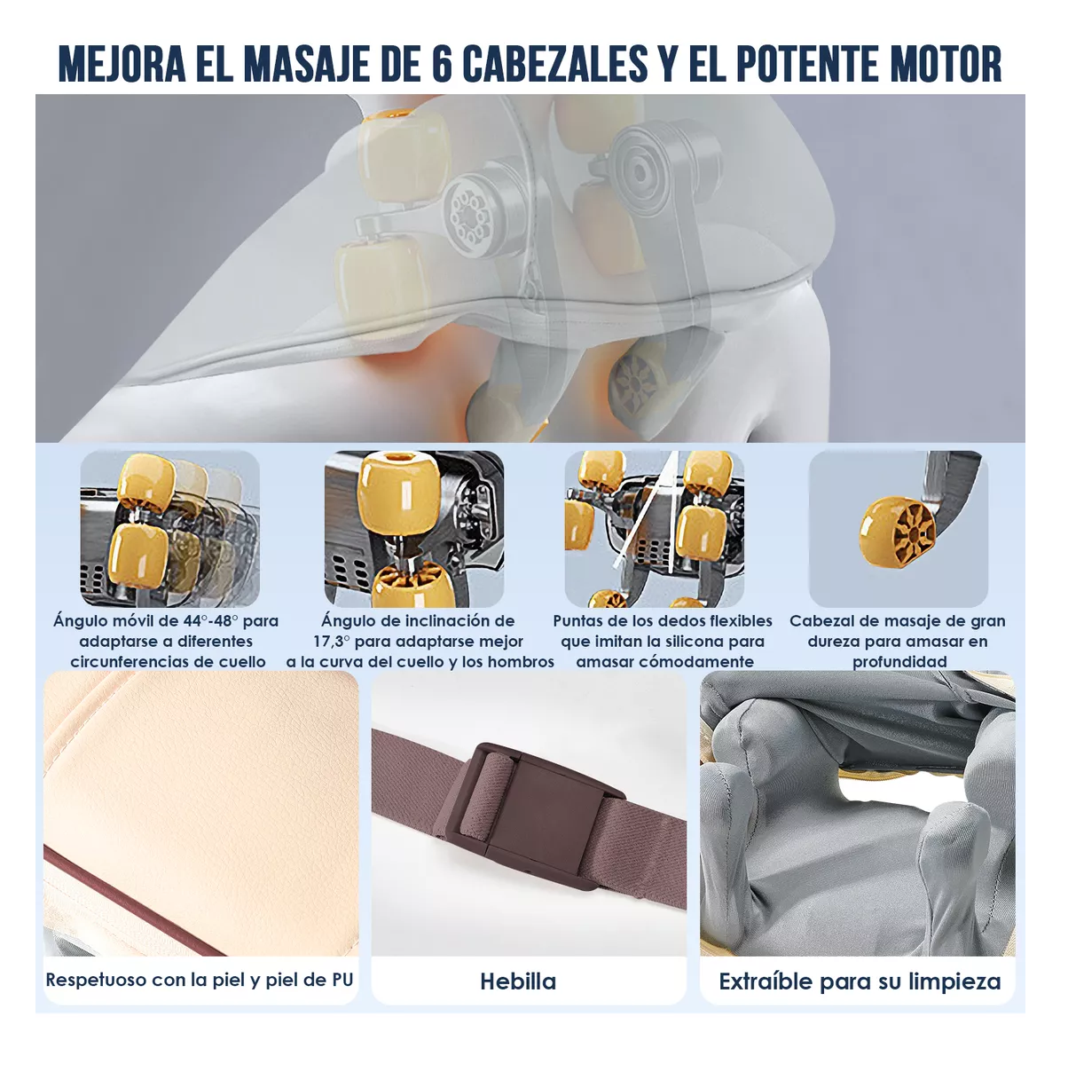 Foto 6 pulgar | Masajeador Eléctrico Cuello Espalda Carga Usb 4 En 1 Marrón