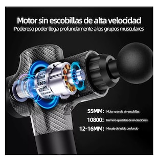 Foto 3 | Pistola De Masaje Masajeador Electrico 6000 Mah Negro Rayado Gris