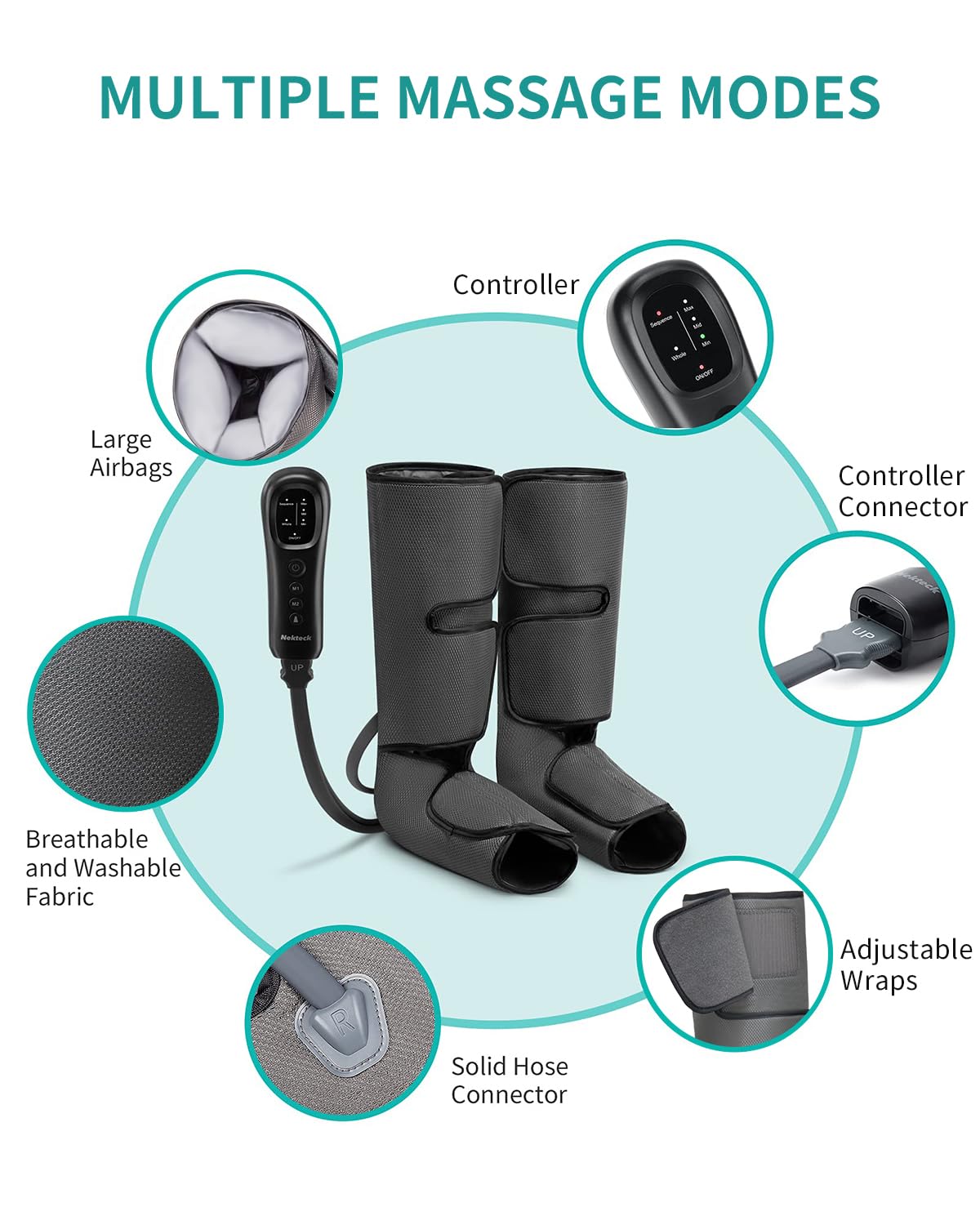 Foto 6 pulgar | Masajeador De Piernas Nekteck Con Compresión De Aire Para Circulación - Venta Internacional.