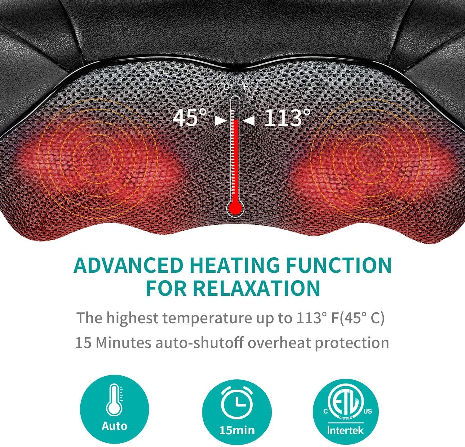 Foto 5 pulgar | Masajeador Nekteck Shiatsu Para Cuello Y Espalda Con Amasado 3d Con Calor - Venta Internacional.