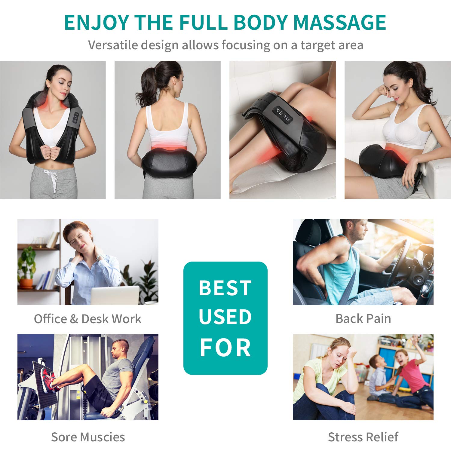 Foto 7 | Masajeador Nekteck Shiatsu Para Cuello Y Espalda Con Amasado 3d Con Calor - Venta Internacional.