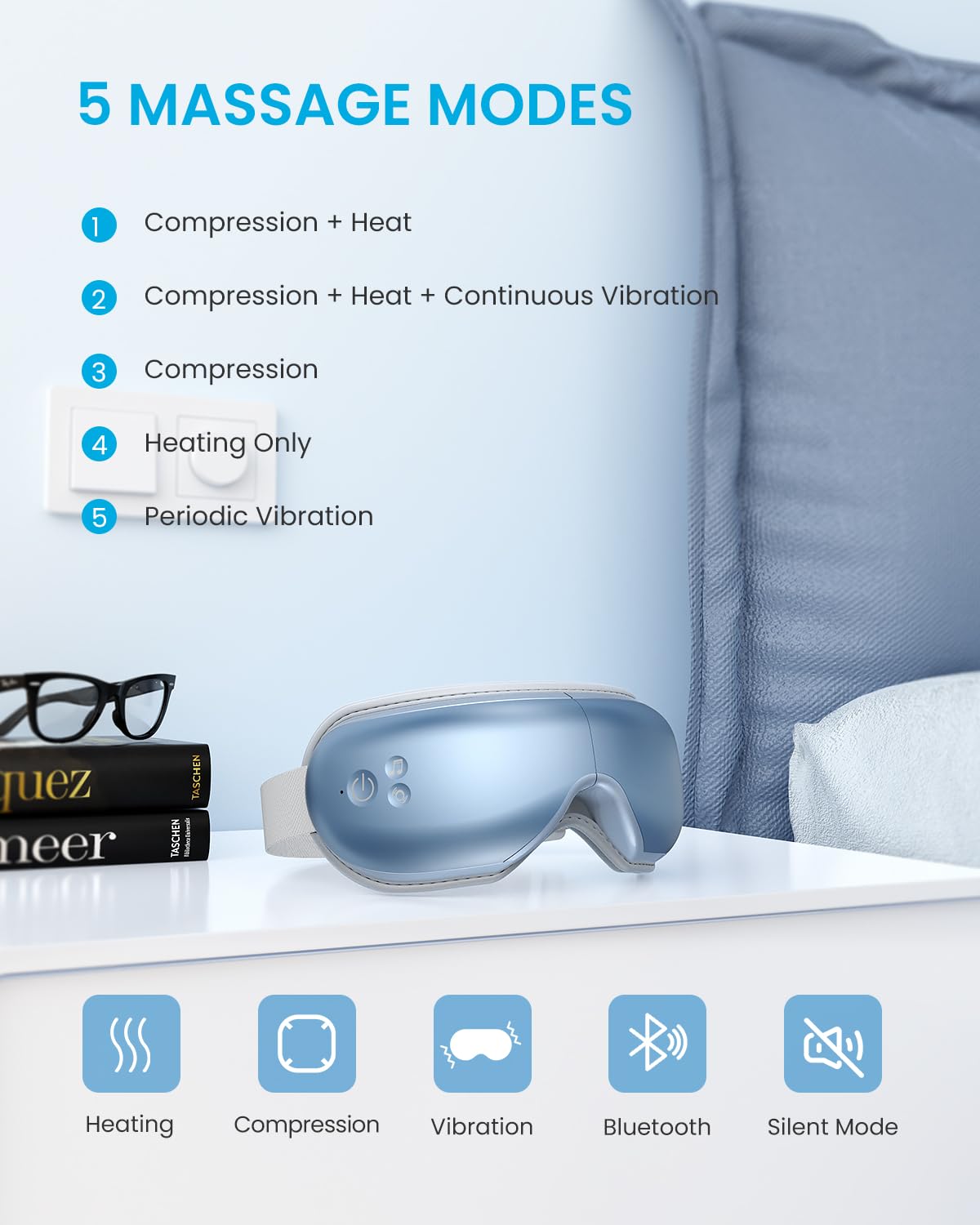Foto 6 pulgar | Masajeador De Ojos Renpho Eyeris1 Con Compresión Y Bluetooth - Venta Internacional.