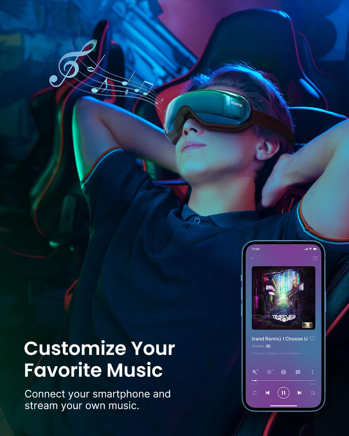 Foto 5 | Masajeador De Ojos Renpho Eyeris 1 Con Calor, Música Bluetooth - Venta Internacional.
