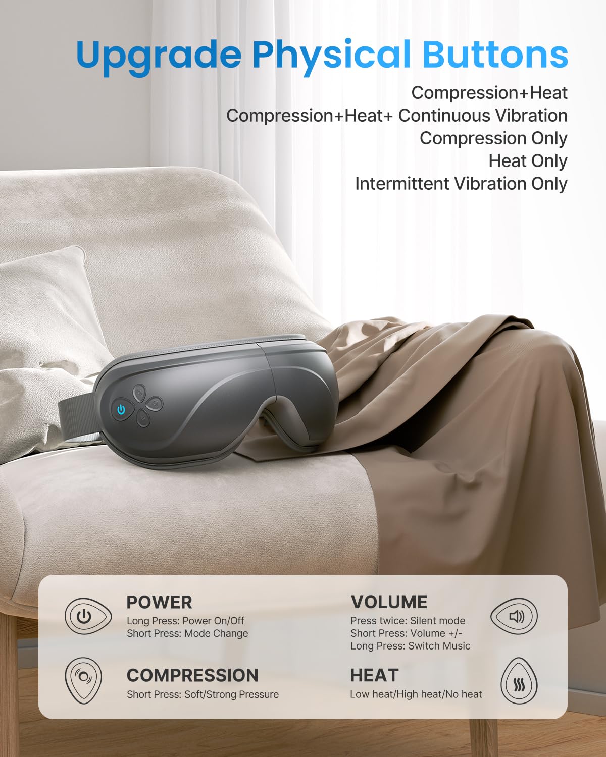Foto 6 pulgar | Masajeador De Ojos Renpho Eyeris 2 Con Calor Para Aliviar Las Migrañas - Venta Internacional.