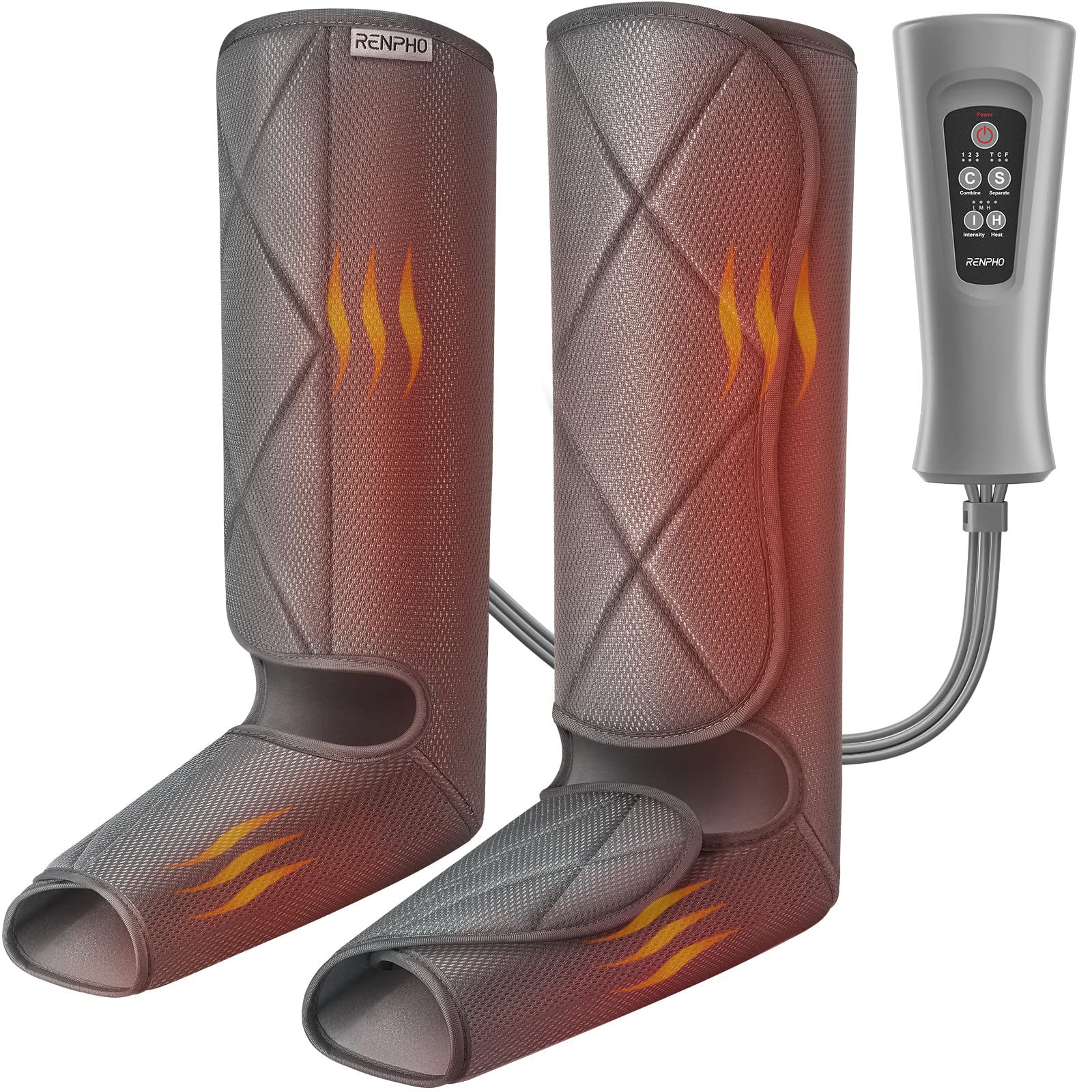 Masajeador De Piernas Renpho Con Calor Y Compresión Gris - Venta Internacional.