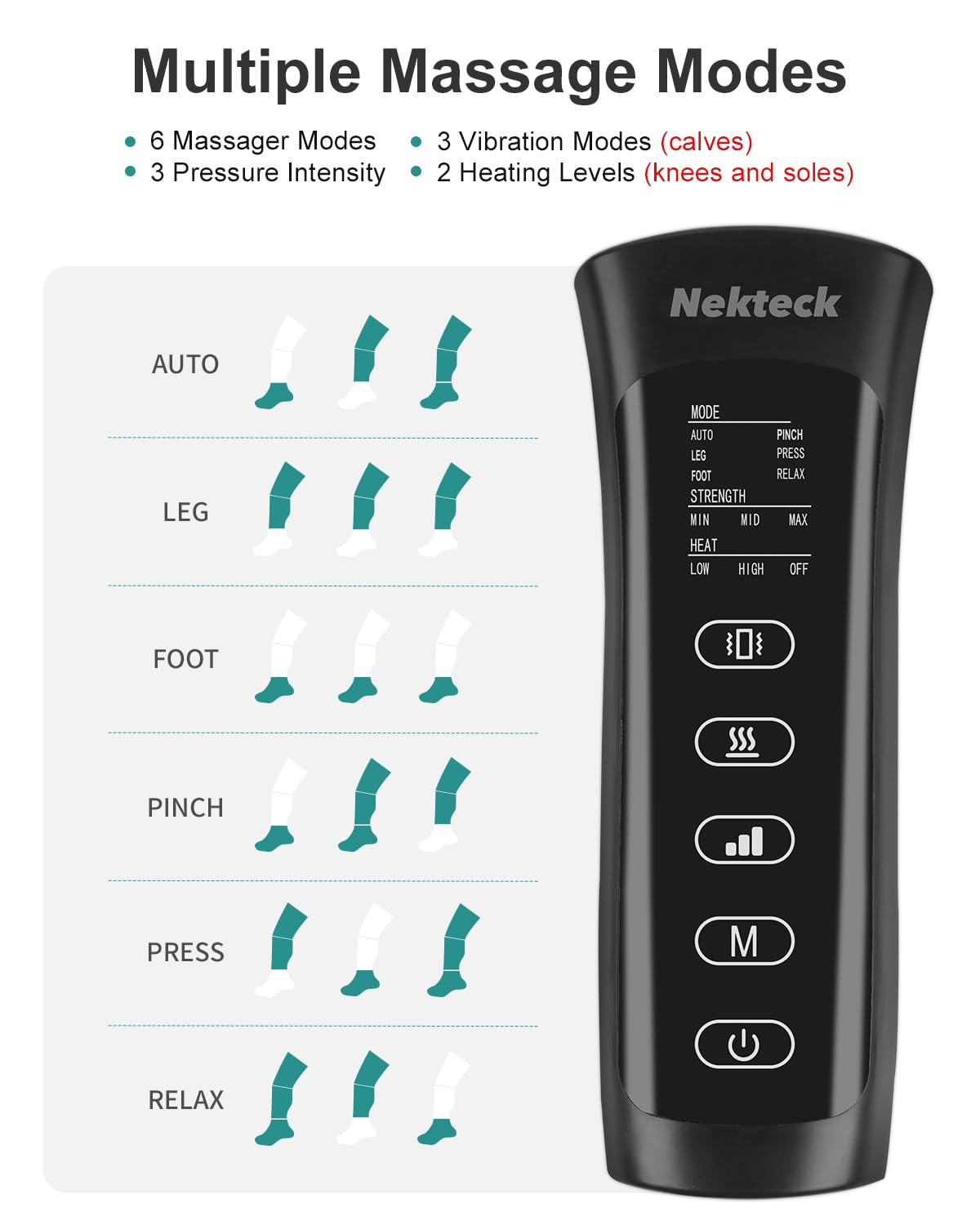 Foto 5 pulgar | Masajeador De Piernas Nekteck Para La Circulación Y El Alivio Del Dolor Con Calor - Venta Internacional.