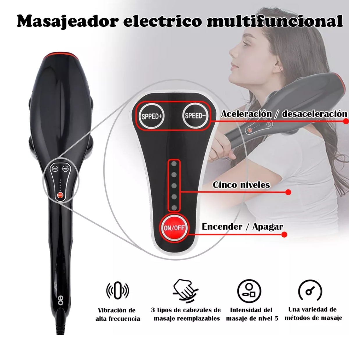 Foto 4 pulgar | Masajeadores Eléctricos, Pistola De Masaje Eo Safe Imports Esi-8924 Negro