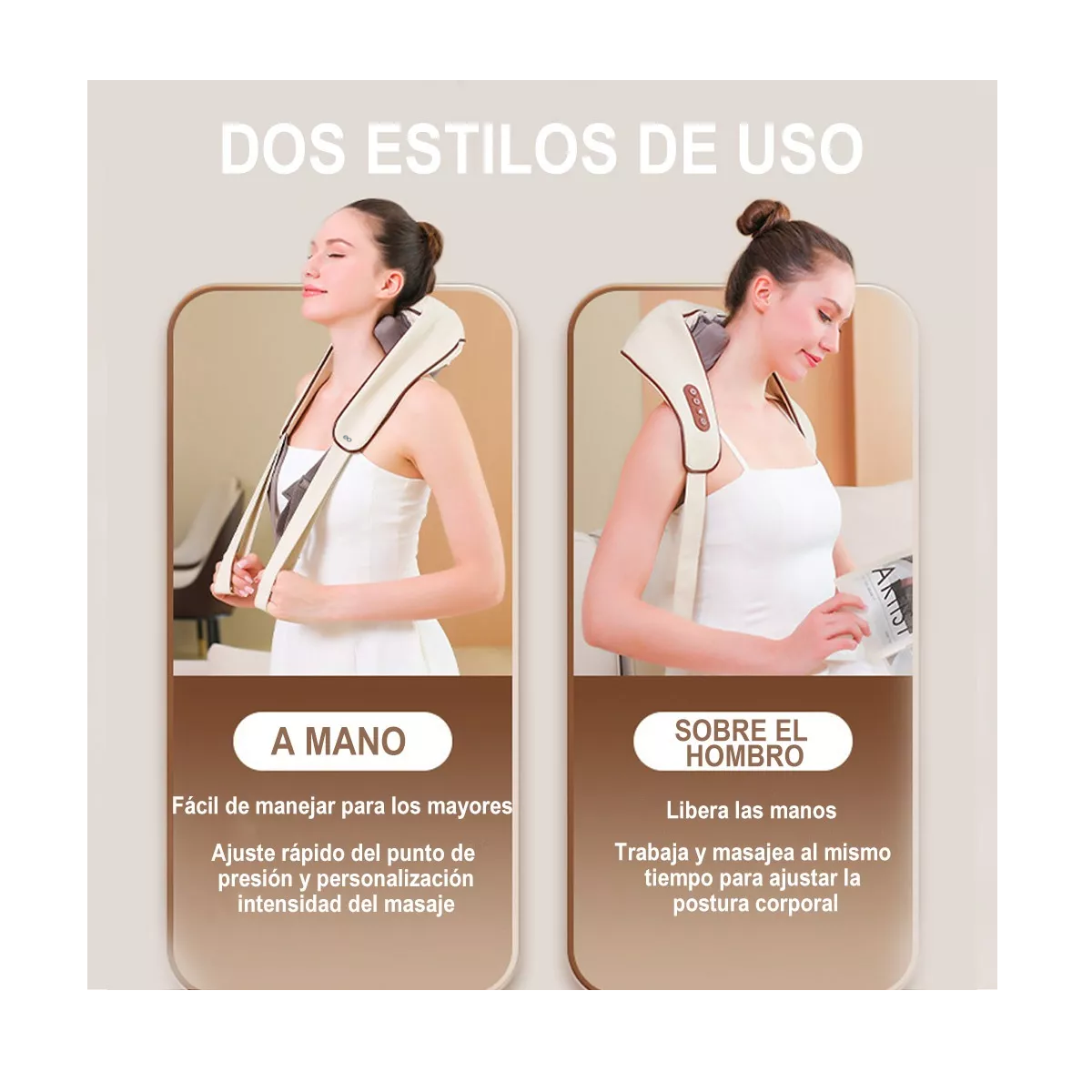 Foto 3 pulgar | Language Masajeador Cuello Espalda Hombro 4d Eo Safe Imports Esi-15026-1 Marron