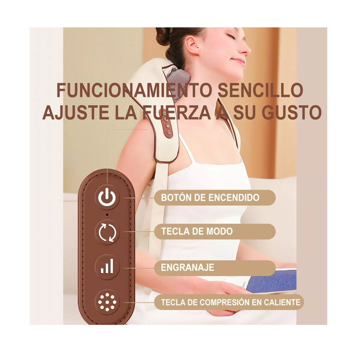 Foto 4 pulgar | Language Masajeador Cuello Espalda Hombro 4d Eo Safe Imports Esi-15026-1 Marron