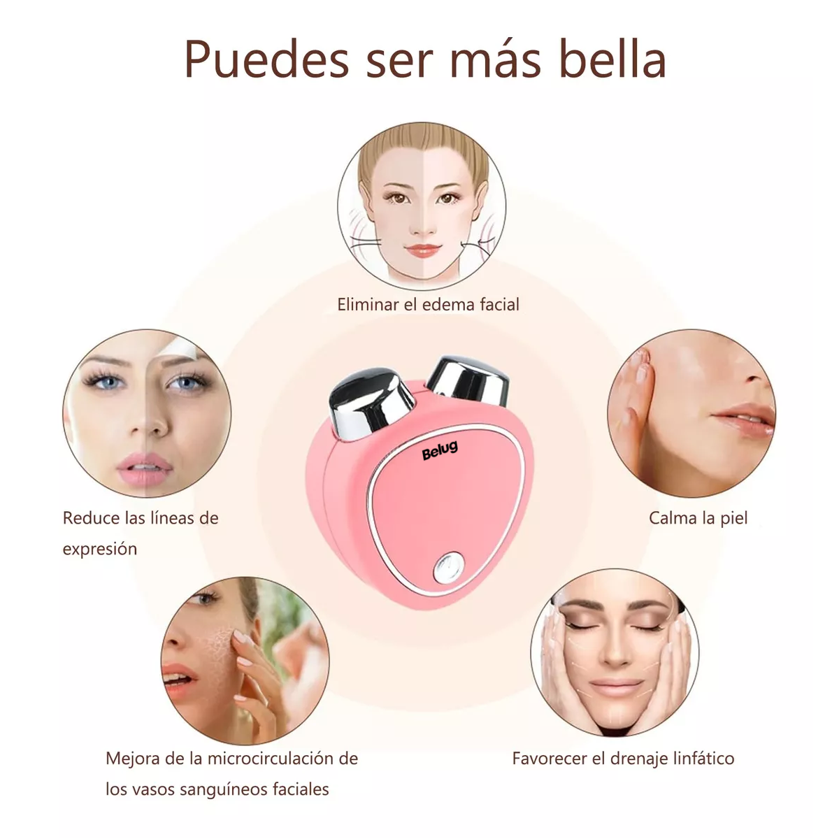 Foto 4 pulgar | Masajeador De Microcorriente De La Piel Y La Cara Belug Rosa