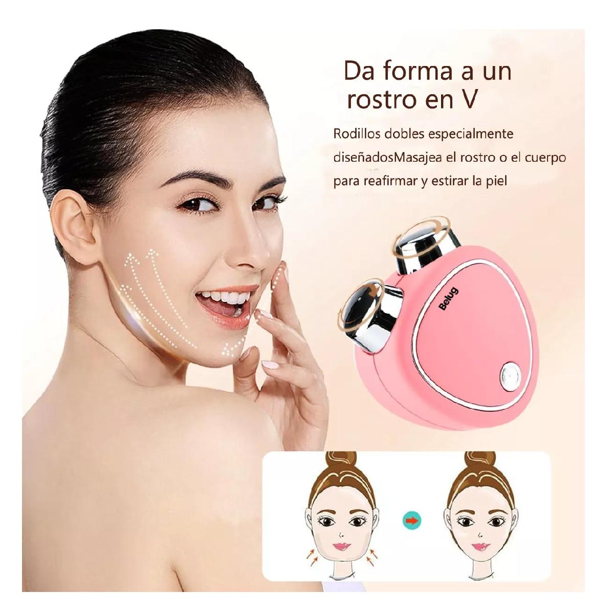 Foto 5 pulgar | Masajeador De Microcorriente De La Piel Y La Cara Belug Rosa