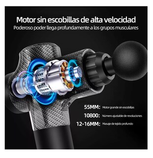 Foto 3 | Pistola De Masaje Masajeador Electrico 6000 Mah Negro Rayado Gris