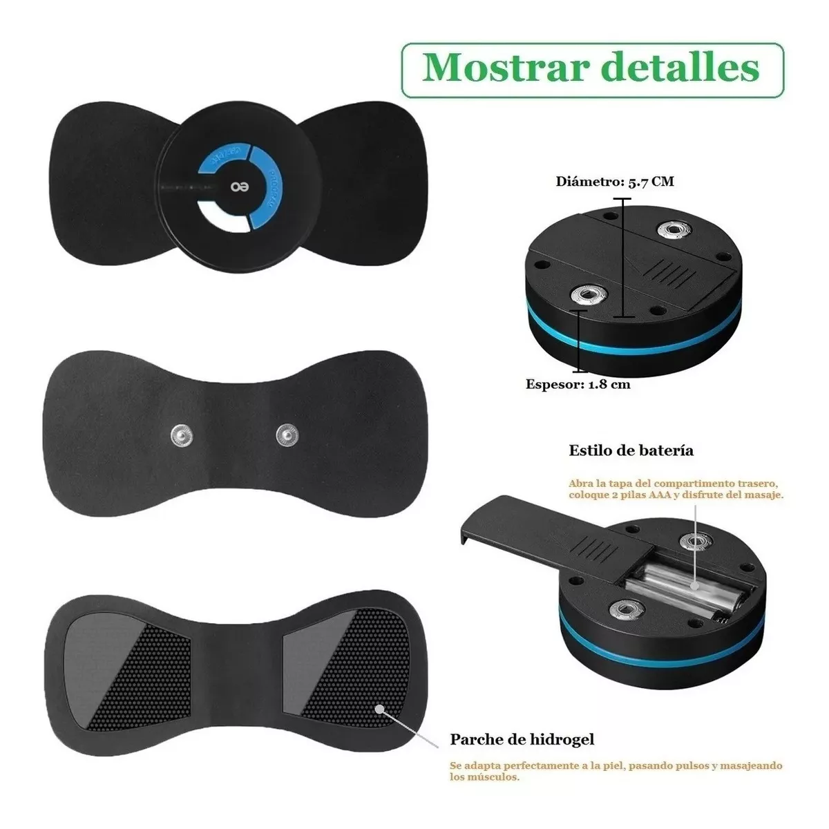 Foto 4 pulgar | Masajeador Muscular Eléctrico Portátil Eo Safe Imports ESI-7473-1 Negro