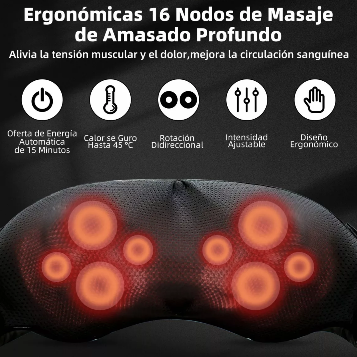 Foto 3 pulgar | Masajeador Cuello Espalda Cuello Hombro Eléctrico 4d Calor Eo Safe Imports Esi-8321-1 Negro