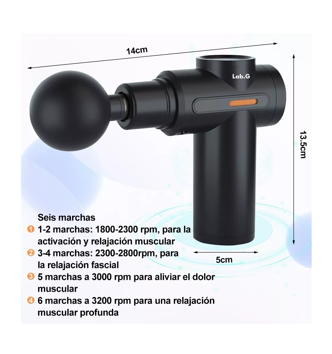 Foto 4 pulgar | Pistola De Masaje Eléctrico Muscular Masajeador 4 Cabezales Negro