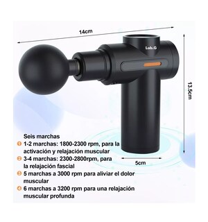 Foto 3 | Pistola De Masaje Eléctrico Muscular Masajeador 4 Cabezales Negro