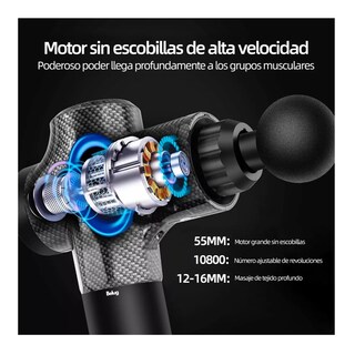 Foto 2 | Pistola De Masaje Masajeador Eléctrico 6000 Mah Belug, Negro Rayado Gris
