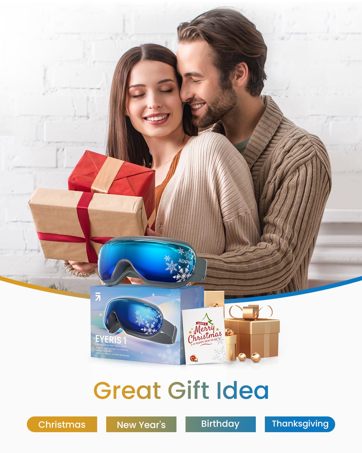 Foto 7 pulgar | Masajeador De Ojos Renpho Con Calor, Máscara Para Dormir, Tarjeta De Regalo Incluida - Venta Internacional.