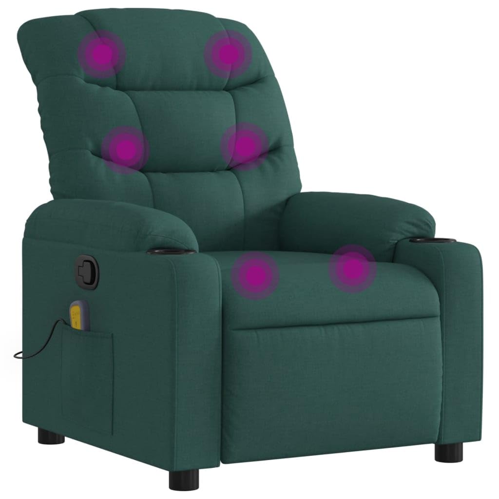 Foto 1 | Sillón De Masaje Reclinable Vidaxl De Tela Verde Oscuro - Venta Internacional.