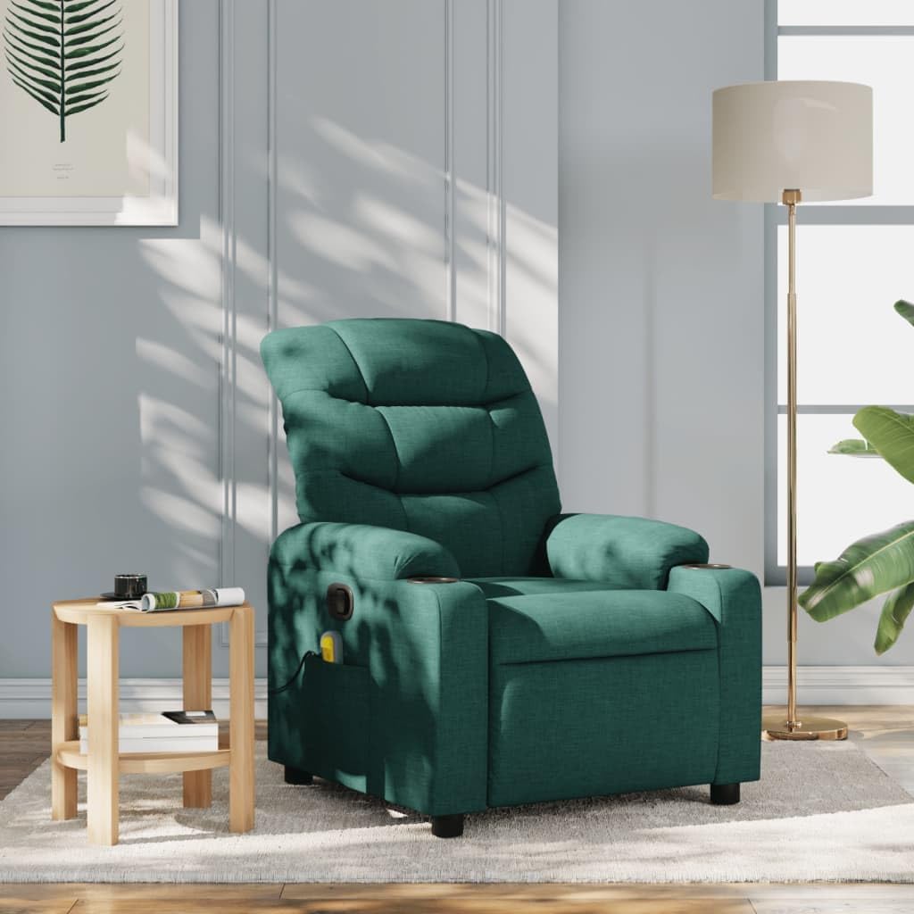 Foto 3 pulgar | Sillón De Masaje Reclinable Vidaxl De Tela Verde Oscuro - Venta Internacional.